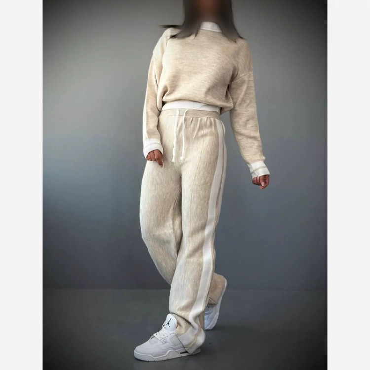 ست بلوز شلوار بافت بغل خط برند AX - کد ۳