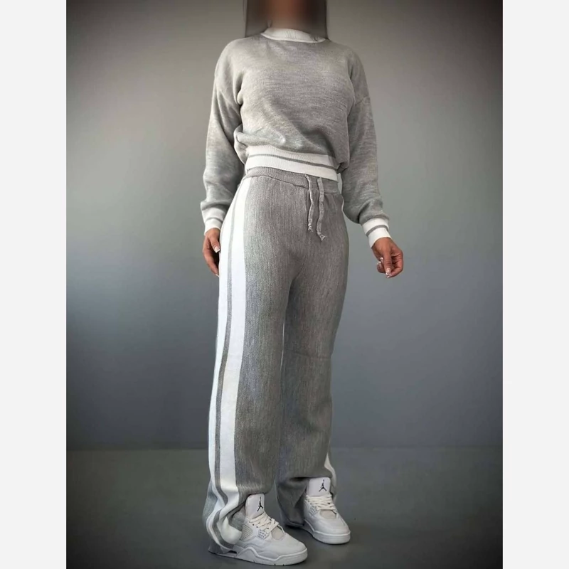 ست بلوز شلوار بافت بغل خط برند AX - کد ۲