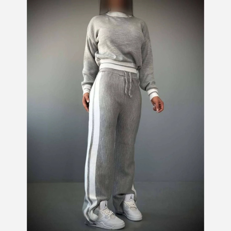 ست بلوز شلوار بافت بغل خط برند AX - کد ۲