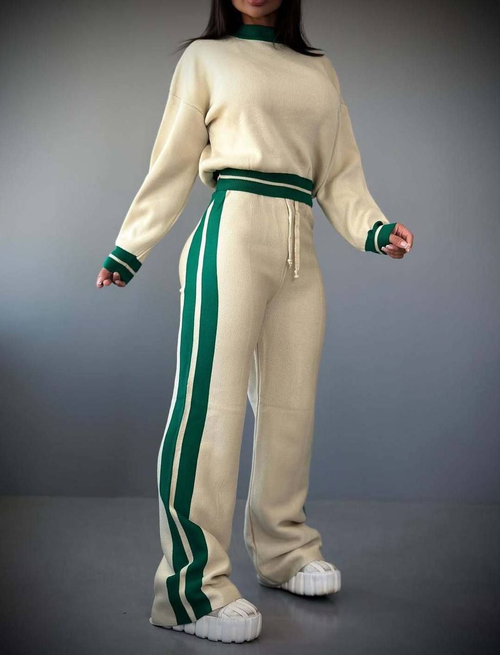 ست بلوز شلوار بافت بغل خط برند AX - کد ۴