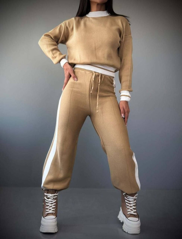 ست بلوز شلوار بافت بغل خط برند AX - کد ۵