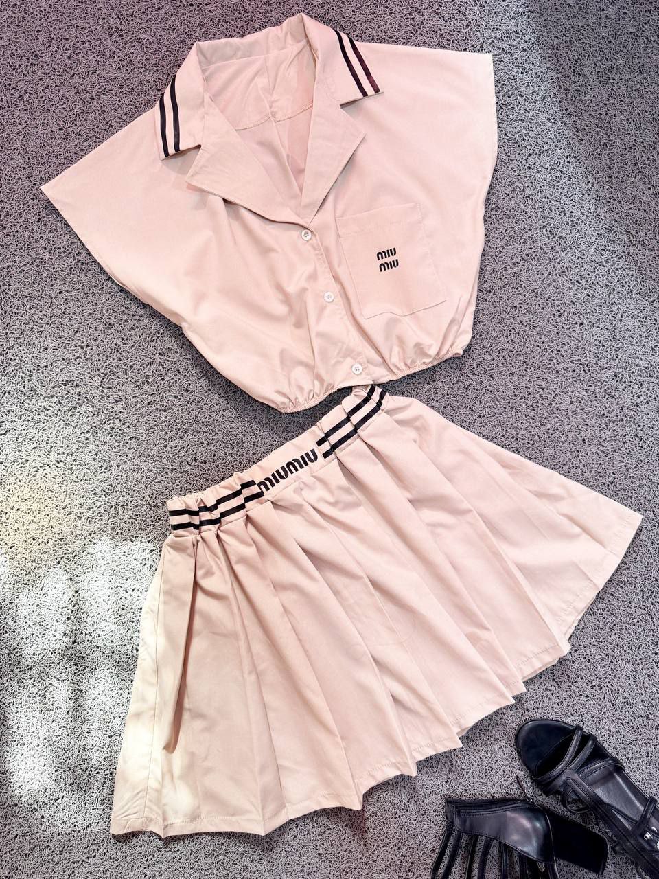 ست کراپ دامن پلیسه پاستلی