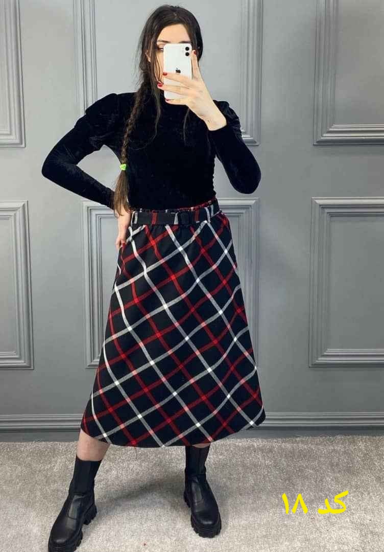 دامن چارخونه پشمی کد ۱۸