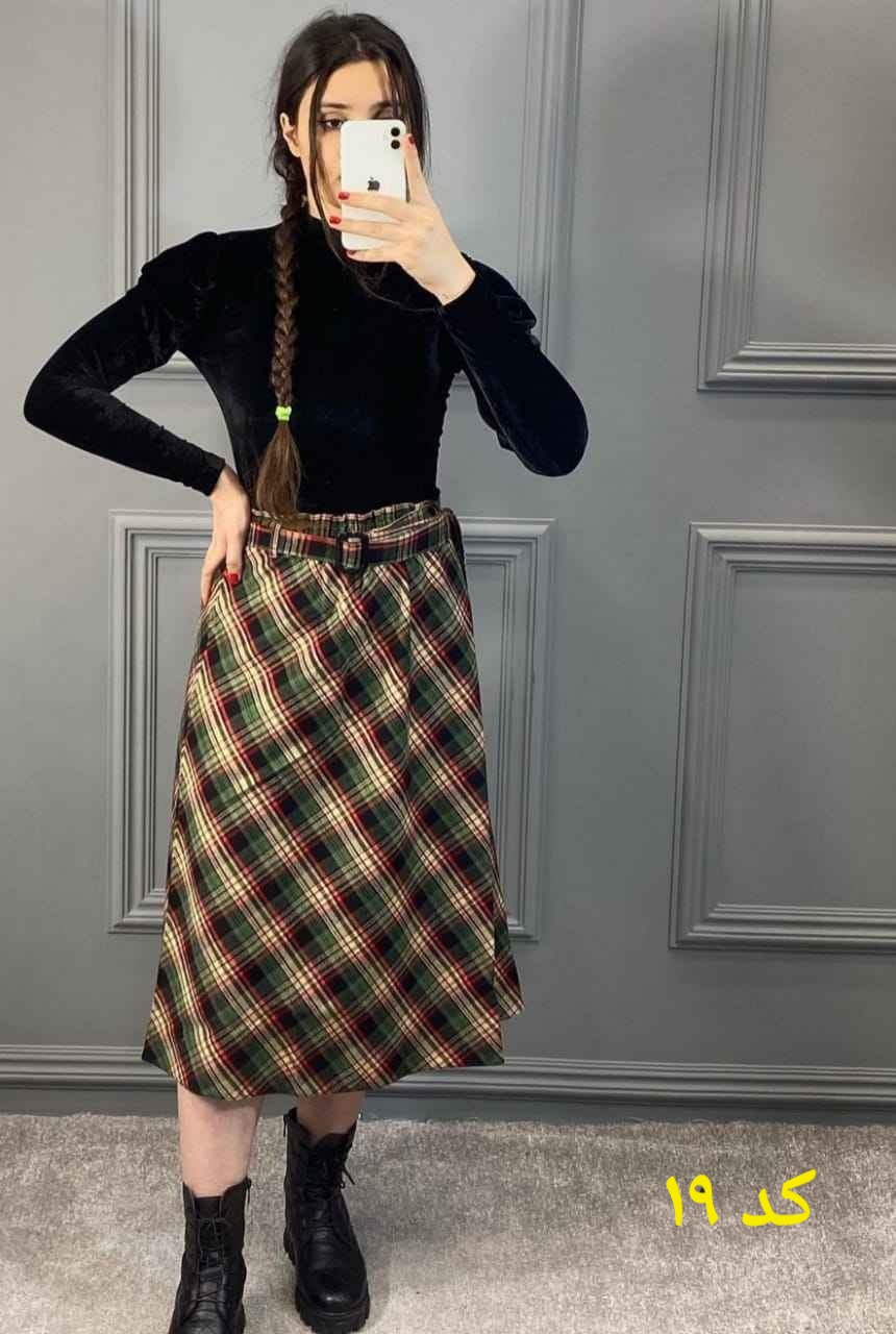 دامن چارخونه پشمی کد ۱۹