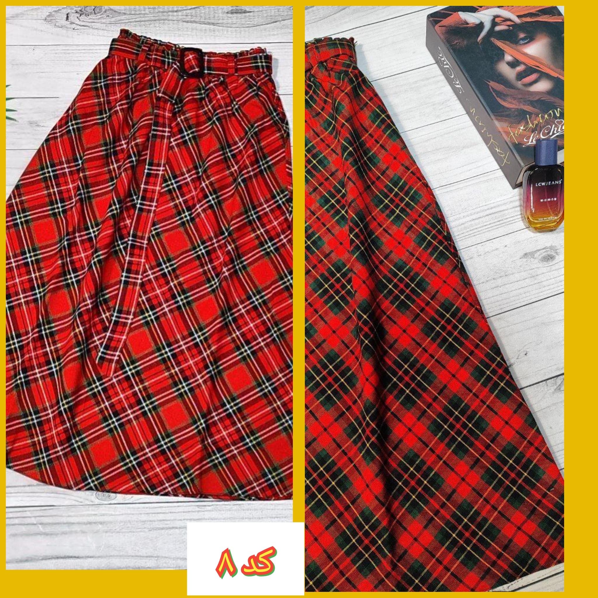 دامن چارخونه پشمی کد ۸