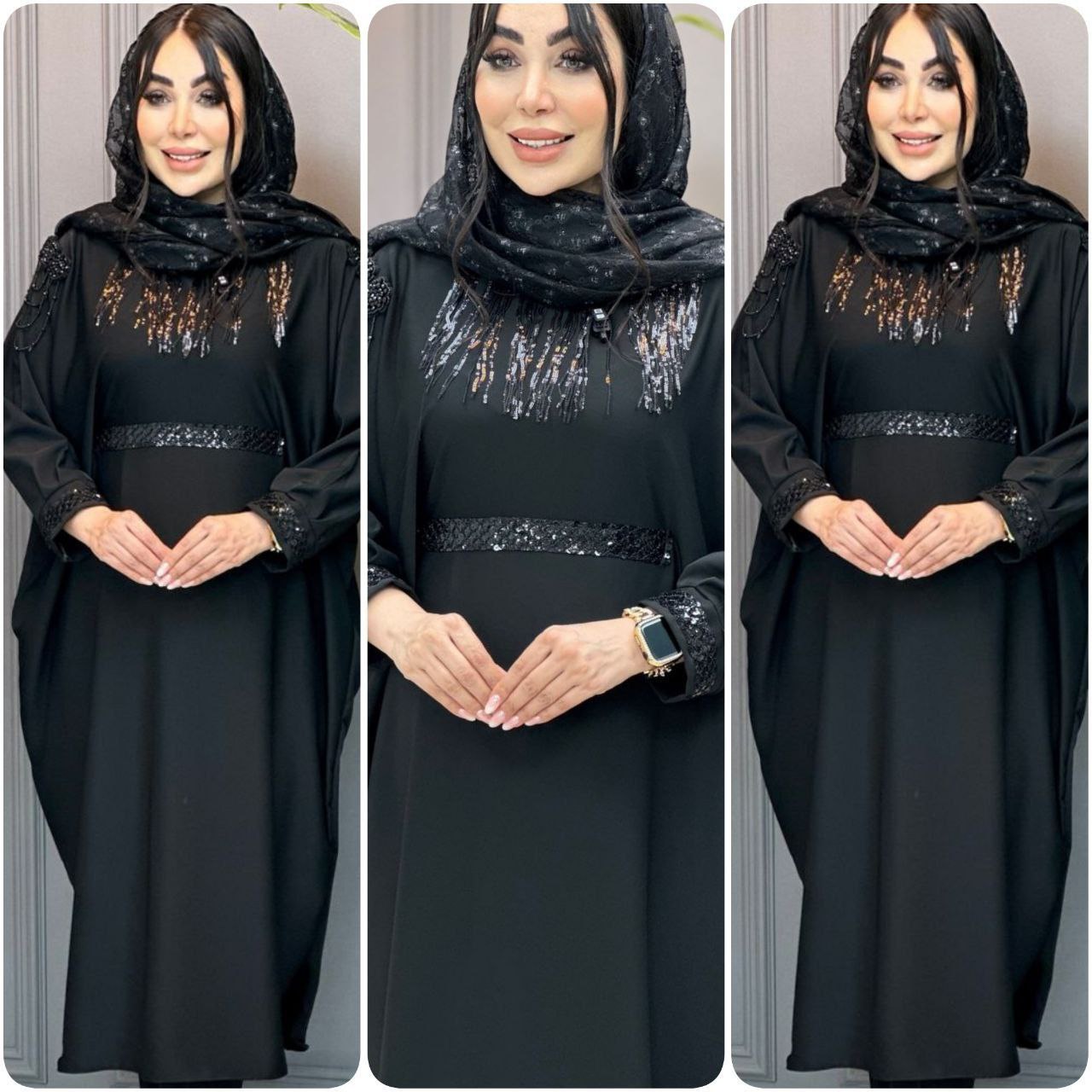 عبا نوران (پیراهن مانتویی مجلسی) فری سایز ۳۸تا۵۲