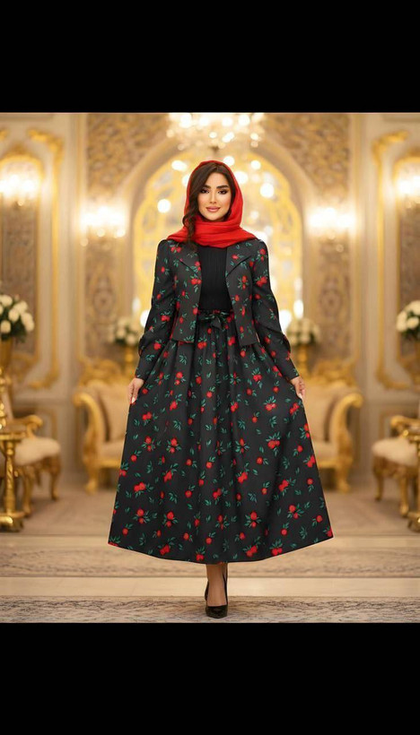 ست کت دامن یلدایی طرح انار.سایزبندی از ۳۸تا۴۸. برای تعیین سایز پیام دهید.